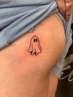 35 Beautiful Sexy Butt Tattoo Ideas For Women Ghost Tattoo Patchwork, Small Ghost Tattoo Placement, Ghost Ankle Tattoo, Ghost Emoji Tattoo, Ghost Cute Tattoo, Ghost Patchwork Tattoo, Ghost Holding Balloon Tattoo, Punny Small Tattoos, Tiny Jack O Lantern Tattoo