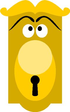 a cartoon face with a key in it's mouth