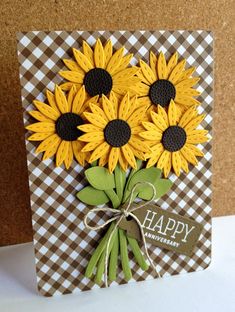 a handmade card with sunflowers on it