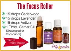 Focus Roller with Essential Oils {Help with Homework, Calming, and Focus} Young Living Essential Oils: Cedarwood, Lavender and Vetiver by alyssa Roller Blends, Essential Oils Health, Oil Roller