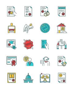 Notary services RGB color icons set. Apostille and legalization. Notarized documents. Stamps. Legal paper. Notarization. Legislature. Certificate. License. Isolated vector illustrations Notary Service, Color Icons, Rgb Color, Vector Illustrations, Icon Set, Vector Graphics, Vector Free, Vector Illustration, Stamp