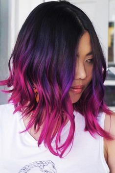 Dark Purple Hair Color, Hair Color 2017, Aline Bob, Ombre Dark, Underlights Hair, Dark Purple Hair, Vivid Hair Color