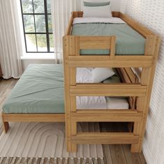 The finest in farmhouse elegance. Our Rustic Twin over Queen L-Shape Bunk Bed combines a rustic-chic look with a modern flair that’s perfect for any style room. Crafted with solid New Zealand pine wood and low VOC finishes to complement your clean and healthy home. An L-shape configuration saves space in your room by stacking two sleeping surfaces. A solid plywood slat roll and metal support bar provide support for up to 400 lbs per sleeping surface. Rustic, neutral color finishes pair with your Twin Xl Over Queen Bunk Bed Plans, Built In Bunk Beds Queen Bottom Twin Top, Futon Bunk Bed Ideas, Bunk Bed Alternative, Twin Over Queen Bunk Bed, L Shaped Beds, Rustic Wood Bed, Queen Bunk Bed, L Shaped Bunk Beds