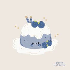 a cake with blueberries on top and stars around the edges, sitting in front of a pink background