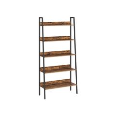 an industrial style shelving unit with four shelves