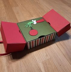 an open box sitting on top of a wooden floor