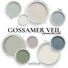 some paint colors that are different from one another and the words gossamer veil above them