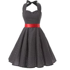 Brand New Women's 1950s Vintage Cocktail Dress Polkadots Halter Retro Vintage Rockabilly Swing Dress Elastic At The Back Comfortable And Beautiful High Waist Swing A-Line Dress Hidden Side Zipper 95% Cotton + 5% Spandex Matched A Underskirt Or Petticoat Will Be More Pretty Measures In Inches You Have Any Questions Let Me Know....Offers Are Accepted And Bundle Are Accepted To Reduce Shipping Cost Size Small Bust 29/34 Waist 28/30 Length 41 Dresses From The 1950s, 1950s Dance Dress, 1950s Halter Dress, Vintage Fitted Mini Dress, Greaser Style, 1950 Fashion, Cocktail Dress Vintage, Vintage Cocktail, Rockabilly Dress