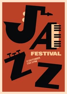 the poster for jazz festival is shown in black and red