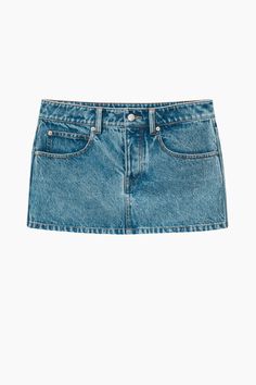 Alexander Wang Clear Hotfix Denim Mini Skirt - Light Vintage Indigo Diy Skirts, Denim Miniskirt, Basic White Tee, Notes Style, Trendy Denim, Vintage Indigo, Logo Label, Denim Mini, Denim Mini Skirt