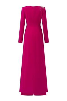 Brillz A-line Square Shoulder Velvet Satin Floor Length Ao Dai | MEAN BLVD Elegant Long Gown With Sweep Train, Elegant Pink A-line Gown, Elegant Long Evening Dress For Gala, Elegant Long Evening Dress For Formal Occasions, Elegant Long Dresses With Sweep Train, Elegant Long Satin Gown, Long Formal Evening Dress, Long Silk Gown For Formal Occasions, Elegant Long Evening Dress