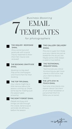 the 7 email templates for photographers that you can use to promote your company's business