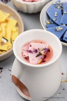 three bowls filled with different types of desserts