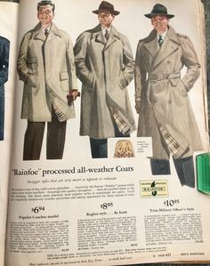 1950s Mens Summer Fashion, Trench Coat Mafia, 1950s Mens Fashion, 1950s Mens, Men's Trench Coat