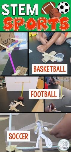 STEM Sports Challenges! Three events using football, basketball, and soccer. Such fun! Ideas For Science Fair, Sports Crafts For Kids, Stem Lessons, Elementary Stem, Sports Crafts, School Soccer, Seed Dispersal, Stem Classes, Stem Lab