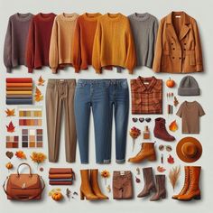 Colour Palette Wardrobe, Soft Autumn Capsule Wardrobe 2024, Autumn Colour Outfits, True Autumn Outfits, Worship Team Outfits, Autumn Color Palette Fashion, Smart Casual Women Outfits, Smart Casual Women, Color Combos Outfit