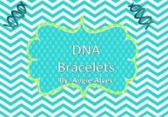 a blue and green book cover with the words dna bracelets on it