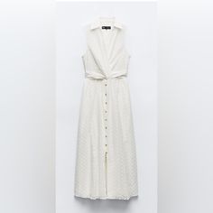 White Sleeveless Dress/Zipper On Side Sleeveless White Midi Dress By Zara, White Midi Sleeveless Dress For Casual Wear, White Midi Length Sleeveless Dress For Casual Wear, White Sleeveless Midi Length Casual Dress, Sleeveless White Midi Dress For Casual Occasions, Zara Sleeveless Summer Dress, Zara Sleeveless Midi Dress For Daywear, Zara Sleeveless Midi Dress, Zara Sleeveless Sundress