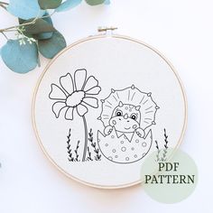 "SUPER BUNDLE: https://www.etsy.com/listing/934669897/mega-offer-lifetime-all-access-hand?ref=pla_sameshop_listing_top-3&pro=1 ♥This is a pattern TEMPLATE for the design shown above. It is for hand embroidery and is NOT suitable for machine embroidery. You will not receive any physical product as this is a DIGITAL DOWNLOAD ONLY. ♥You will receive an A4 size downloadable PDF file for this pattern. Comes with scaled patterns to fit 3\", 4\", 5\", 6\", 7\" and 8\" hoops. It's up to you to choose wh Diy Embroidery Projects, Embroidery Template, Hand Embroidery Projects, Animal Embroidery, Cute Dinosaur, Small Details, Diy Embroidery