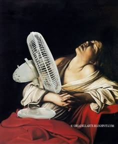 a painting of a woman holding a fan