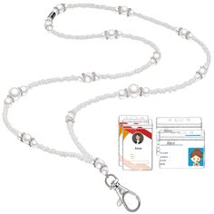 PRICES MAY VARY. Package quantity: you will receive 1 pearl badge lanyard, 2 vertical card holders, and 2 horizontal card holders, a combination that can be applied to containing your badges and cards, this quantity is enough to meet your daily working and replacement uses Hand-made ornaments: this set of a pearl neck lanyard with 4 pieces of ID holders is made of white artificial pearl ornaments, key chain with silver clip; This set can reflect a lady's thoughtfulness, elegance and exquisitenes Pearl Ornaments, Pearl Neck, Neck Lanyard, Badge Lanyard, Nursing Teacher, School Supply Labels, Key Lanyard, Clear Card, Beaded Lanyards