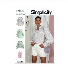 an image of a woman's blouse and shorts sewing pattern