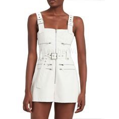 Leather Romper, All White Fashion, Burning Man Style, Leather Overalls, We Wore What, Burning Man Fashion, Outfit Cool, Leather Jumpsuit, Short Romper