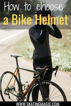 a woman standing next to her bike with the words how to clean a cycling helmet