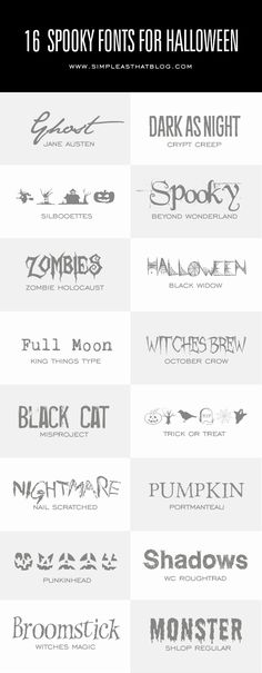 the top ten halloween font styles for each type of lettering, including letters and numbers