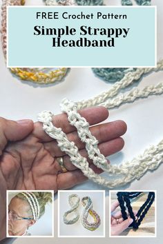 crochet pattern for simple strappy headbands with text overlay that reads, free crochet pattern