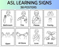 a poster with instructions on how to use posters for teaching asl learning signs 38 posters