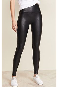 Spanx Faux Leather Leggings The #Swankgirl obsession is real and we can't get enough.  There are not very many pieces that come along that work for everyday, evening out or gym. This oh-so-chic-favorite is your new go-to.  You will wear them to death, we promise! Support Level Shape: A Firm HugThe slim’s buil Swimming Outfits, Leather Leggings Outfit, Petite Leggings, Hot Leggings, Buy Leggings, Latex Leggings, Liquid Leggings, Shiny Leggings, Women's Shapewear