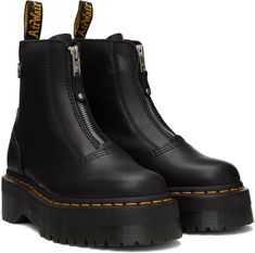 Black Jetta Boots by Dr. Martens on Sale Dr Martens Black, Silver Engraving, Goodyear Welt, Casual Style Outfits, Nappa Leather, Dr. Martens, Luxury Streetwear, Shoe Laces, Leather Boots