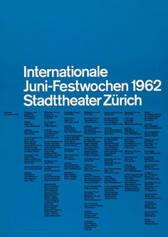 the poster for the international festival in stadtheaterer zurch, germany