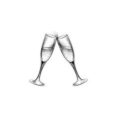 two glasses of champagne on a white background