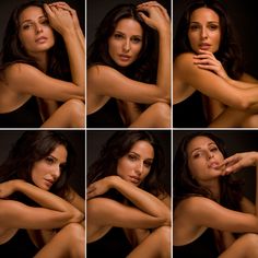 multiple pictures of a beautiful woman posing for the camera