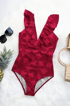 Symmetrical Art, Dresses Straight, Red Shades, Cerise Pink, Burgundy Flowers, One Piece Pajamas, Summer Swim Suits