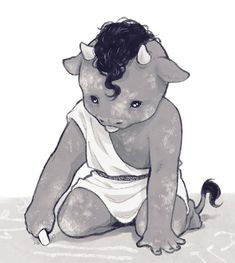 a drawing of a baby bear wearing a diaper