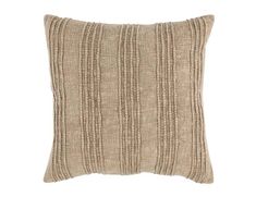 a beige striped pillow on a white background