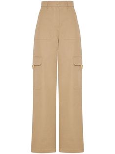 beige stretch-cotton high-waisted wide leg front button and zip fastening belt loops two side cargo pockets two side patch pockets two rear welt pockets extra-long length Beige Cargo Pants, Mens Cargo Trousers, Beige Pants, Clothing Pieces, Cargo Pants Women, Cargo Trousers, High Waisted Trousers, Tailored Trousers, High Waisted Pants