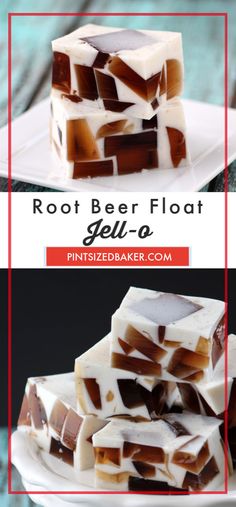 three different types of root beer floatts stacked on top of each other with text overlay that reads root beer floatt gel - o