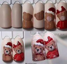 Uñas de acrílico y gélish, aplicación ,cursos ,clases especiales ,Navidad, citas al 045 5524945058,la paz ,bcs Nail Noel, Xmas Nail Art, Animal Nail Art, Bears Nails, Nail Drawing