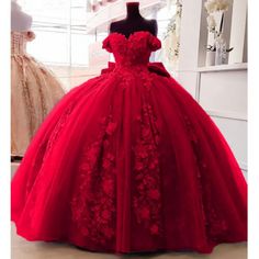 Beaded Princess Quinceanera Dresses For Black girls with Big Bow Sweet 15 16 Ball Gown Red Dresses For Quinceanera, Red 15 Dress, Red Dress Sweet 16, Xv Dresses Red, Quince Red Dresses, Red Xv Dresses, Red 15 Dresses Quinceanera, Dark Red Quinceanera Dresses, Red Sweet 16 Dresses