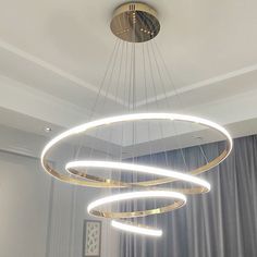 FANPINFANDO Gold/chrome plating modern led chandelier lighting for living room bedroom hanging lighs Kitchen Ring chandeliers Pendant Lamps Kitchen, Hanging Ceiling Lamps, Ring Chandelier, Light Well, Chandelier Bedroom, Up House, Gold Chrome, Gold Light, Modern Pendant Light