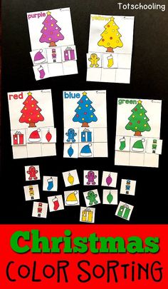 christmas color sorting activity for toddlers to use in their homeschool or classroom