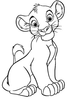 the lion cub sitting down coloring page