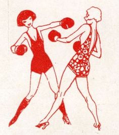 a drawing of two women boxing with each other