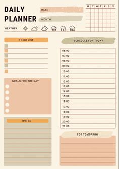 the daily planner is shown in orange and beige