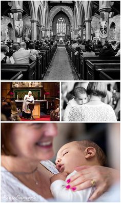 black and white photos of people in church with baby sleeping on the arm of his mother