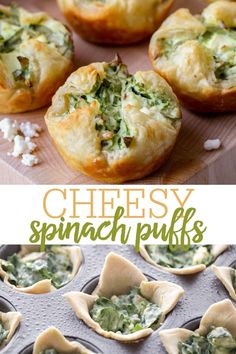 spinach puffs with the title above it